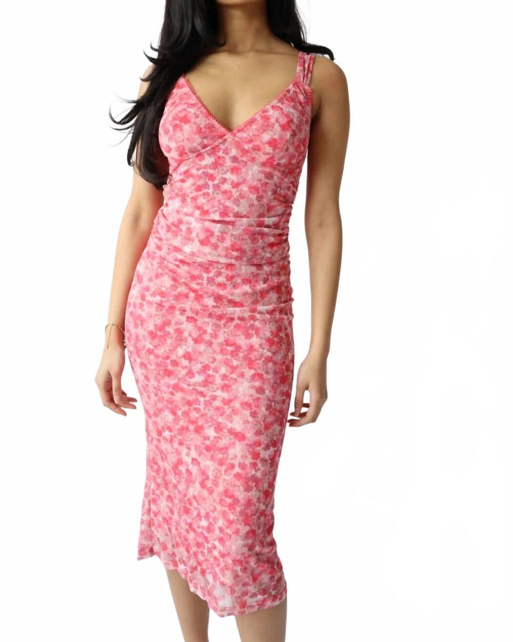 NEW BAILEY ROSE hour mesh midi dress in rose